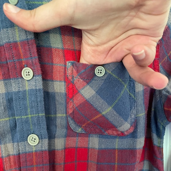 Y2K AEO Bonfire Plaid Flannel Button Down Shirt - Picture 3 of 6